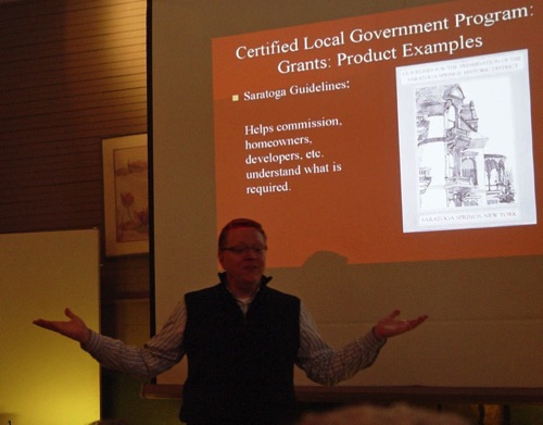 2009-01-18 Julian Adams from the NYS Office for Historic Preservation delivers a engrossing program on Certified Local Government Program.  DSC07815a.jpg